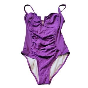 Moontide Purple Ruched One Piece Swim Suit
